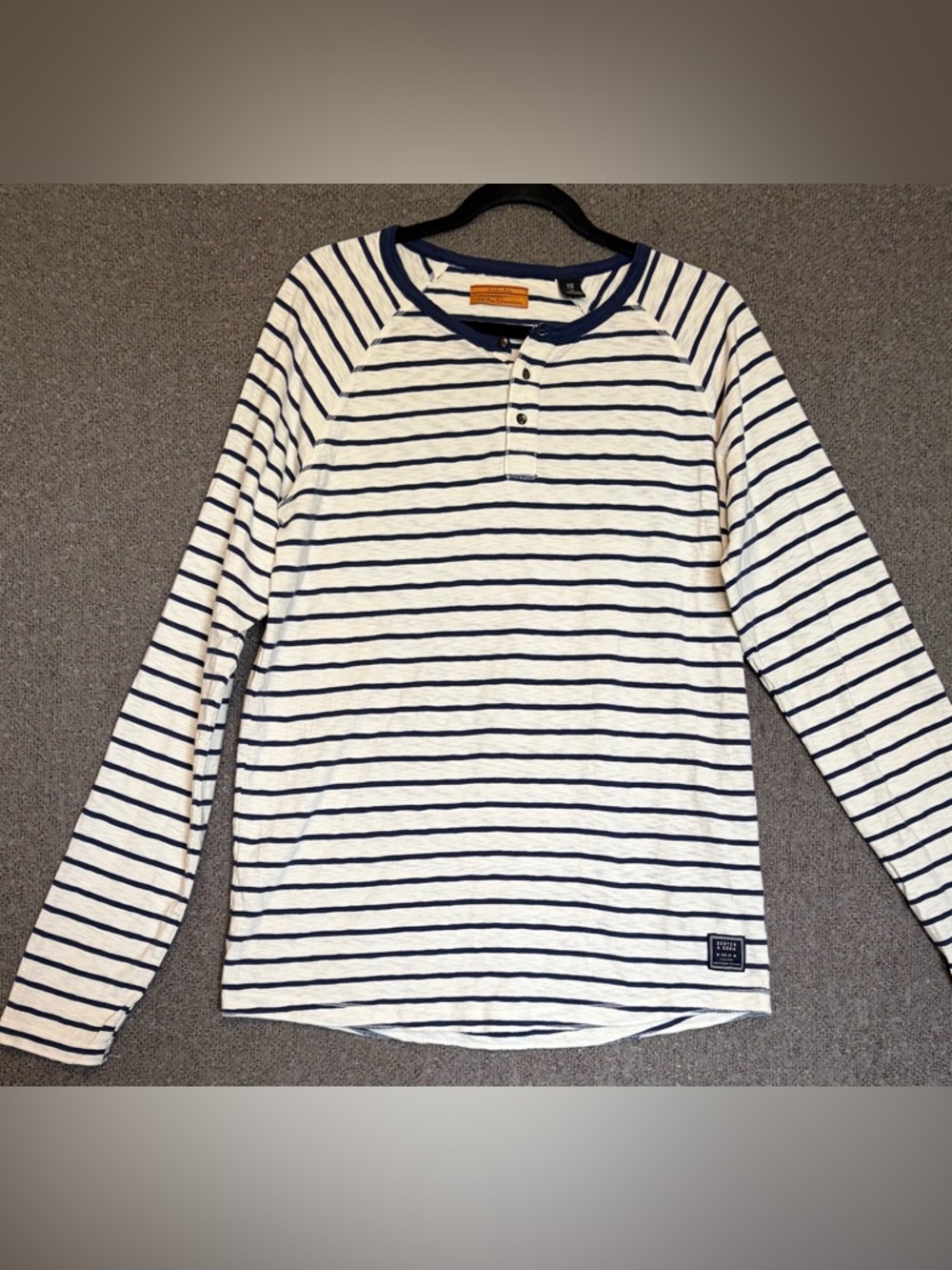 Scotch & Soda Navy & Cream Striped Henley